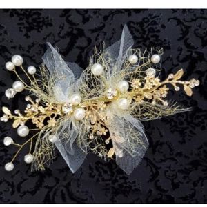 Gold Floral Mesh Lace Clip Bride Party Headpiece